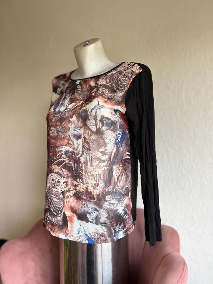 T-shirt French Collection imprimé forêt et animaux – Taille S (36) 🦉 - photo numéro 4