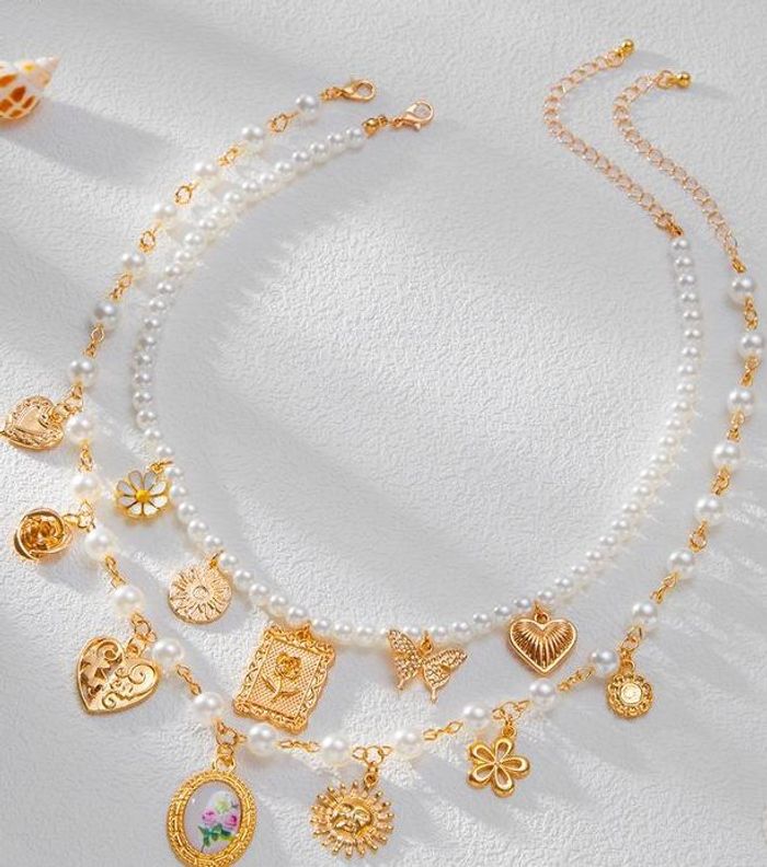 Collier perles double rang - photo numéro 2
