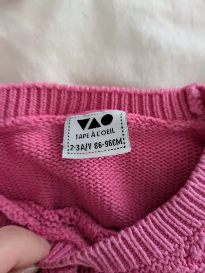 Pull Maille Fantaisie Rose Tape à l'Oeil (TAO) - Taille 2-3 Ans - photo numéro 3