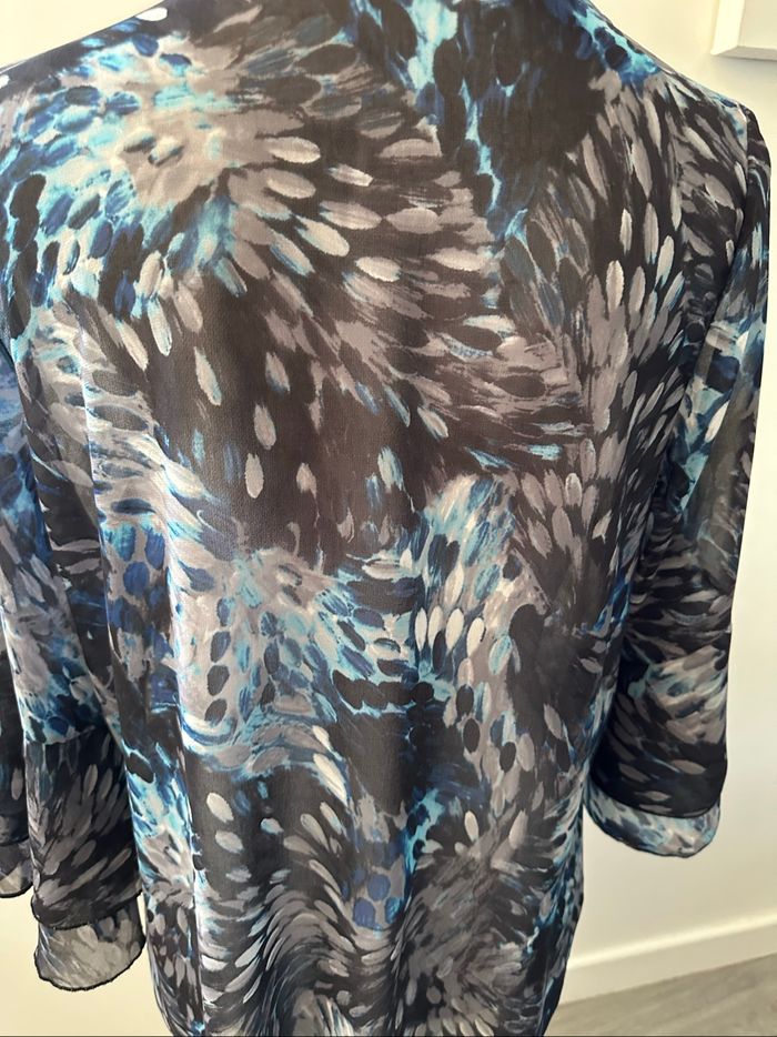 Blouse bariolée bleue et grise T38 M - photo numéro 6
