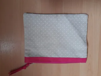 Petite Pochette Zippée - Tissu Pois & Rose - Multiusage
