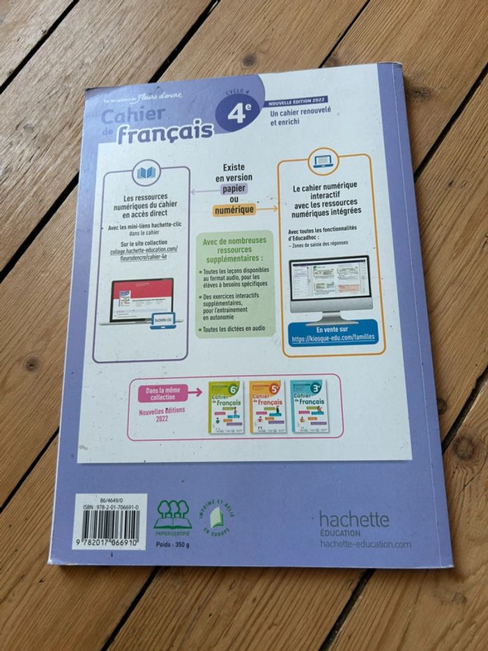 Cahier hachette français 4eme - photo numéro 2
