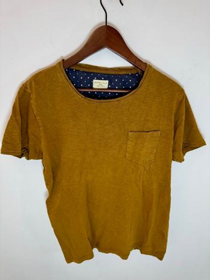 T-shirt homme Selected S moutarde coton poche – basique tendance - photo numéro 1