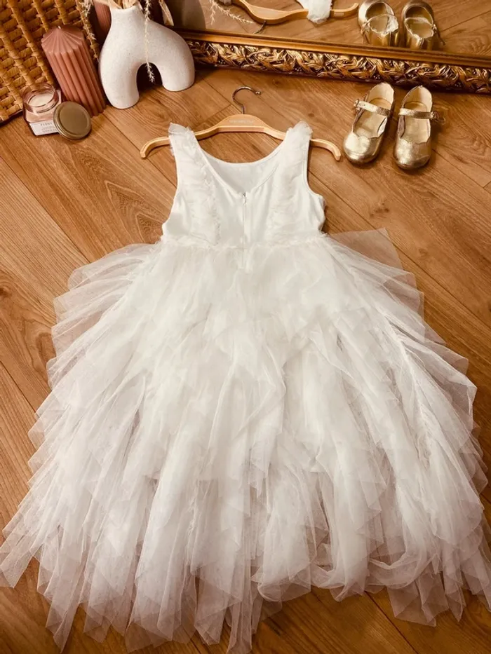 Taille 4 ans Robe longue cérémonie fille Orchestra blanche argenté * tulle * 🌼 - photo numéro 7