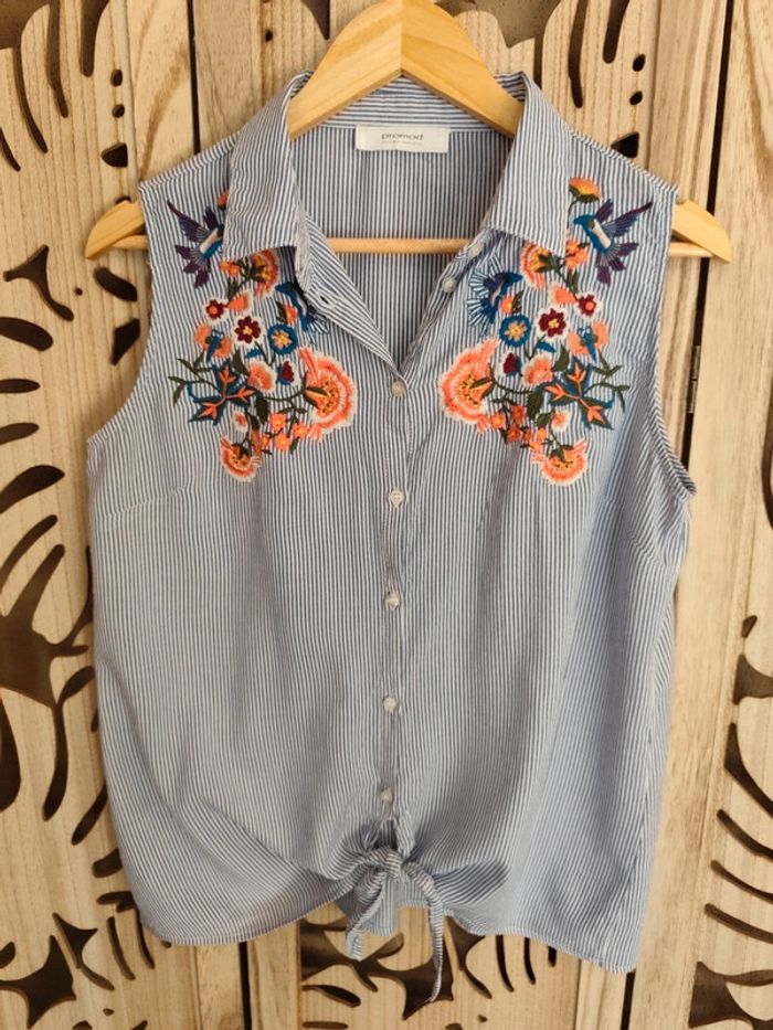 Chemise à rayures brodée T 42 Promod - photo numéro 11