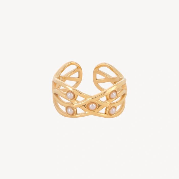 Bague dorée en acier inoxydable avec perles Bohm Neuf dans son emballage d'origine - photo numéro 4