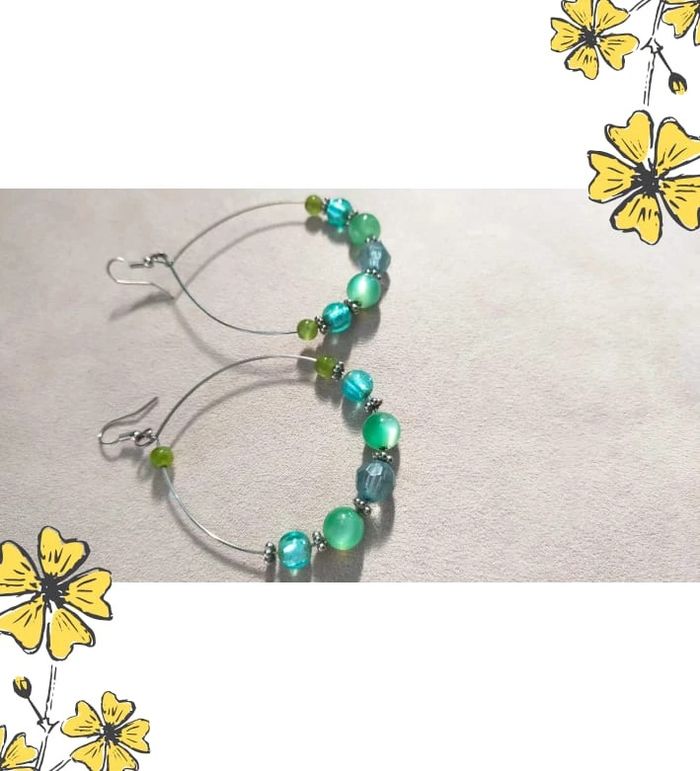 Boucles d’oreilles perles vert d’eau et turquoise – Collection Émeraude Urbaine - photo numéro 4