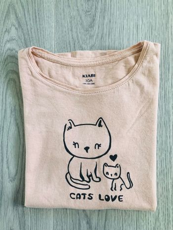 T-shirt fille 10 ans kiabi cats love chat orange