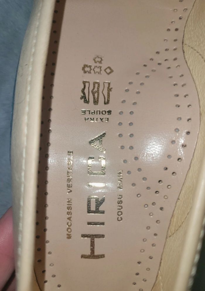 Mocassins compensés beige et bleu marine Hirica - photo numéro 7