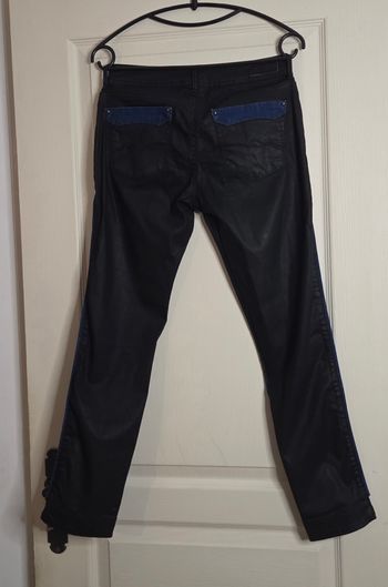 Jean TEDDY SMITH W27 Skinny Enduit Noir & Détails Denim Bleu – Effet Cuir – Coupe Tendance