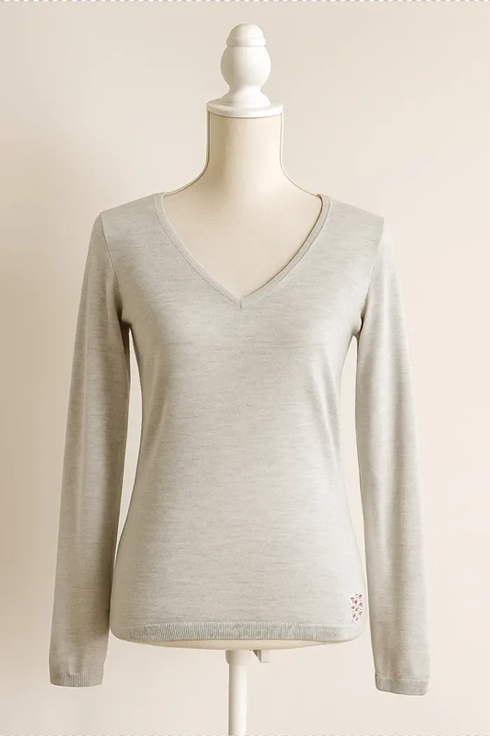 Haut gris chiné à manches longues - Version Féminin - Taille L