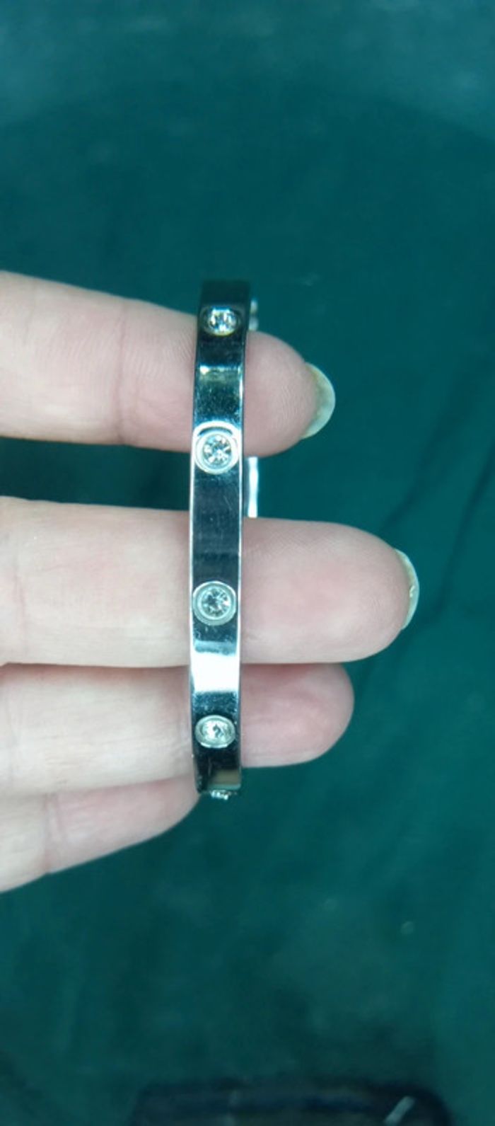 Bracelet argenté avec strass - photo numéro 4