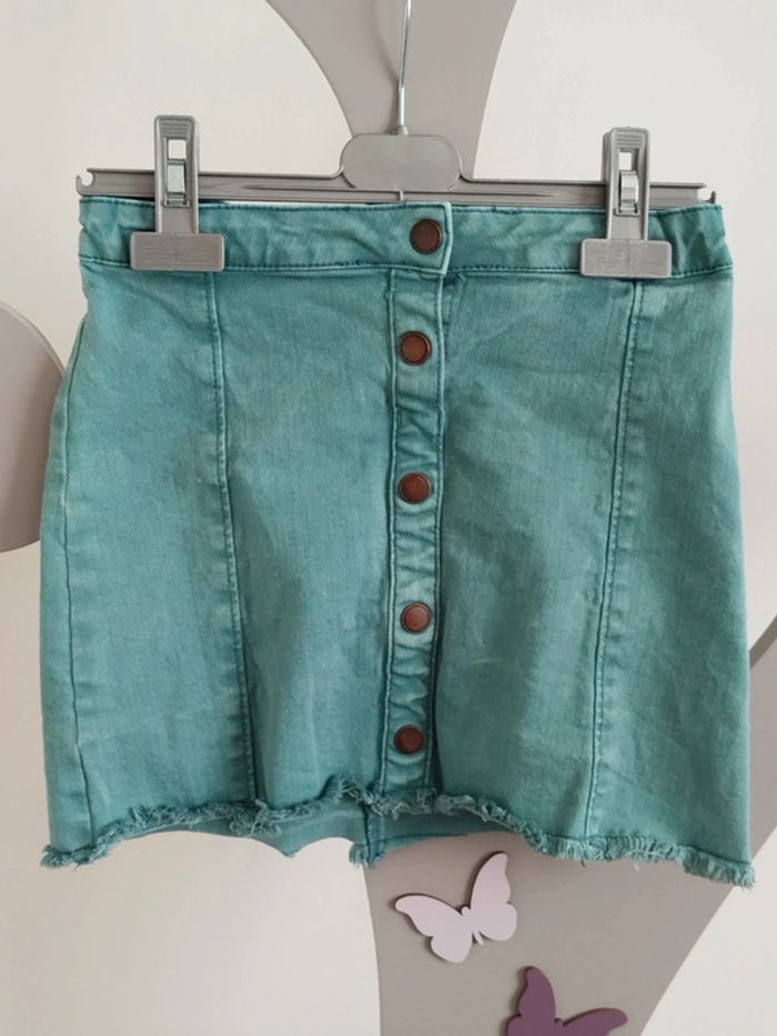 Jupe en jean bleu vert Kiabi taille 8 ans