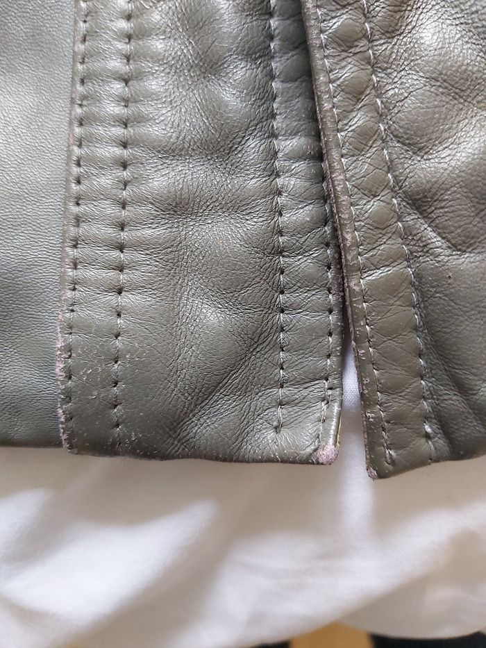 Blouson veste cuir souple vert - photo numéro 8