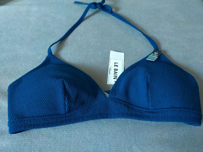 Haut de bikini bleu texturé – Etam Le Bain – Neuf avec étiquette – Taille FR 40 - photo numéro 6