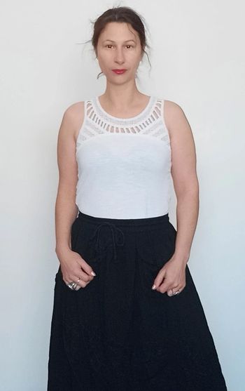 Débardeur blanc col crochet