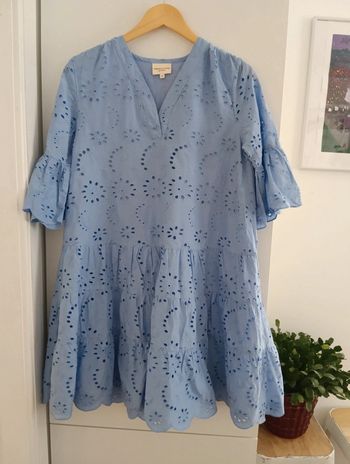 Robe en coton bleu broderie Anglaise Thelma & Louise taille 36