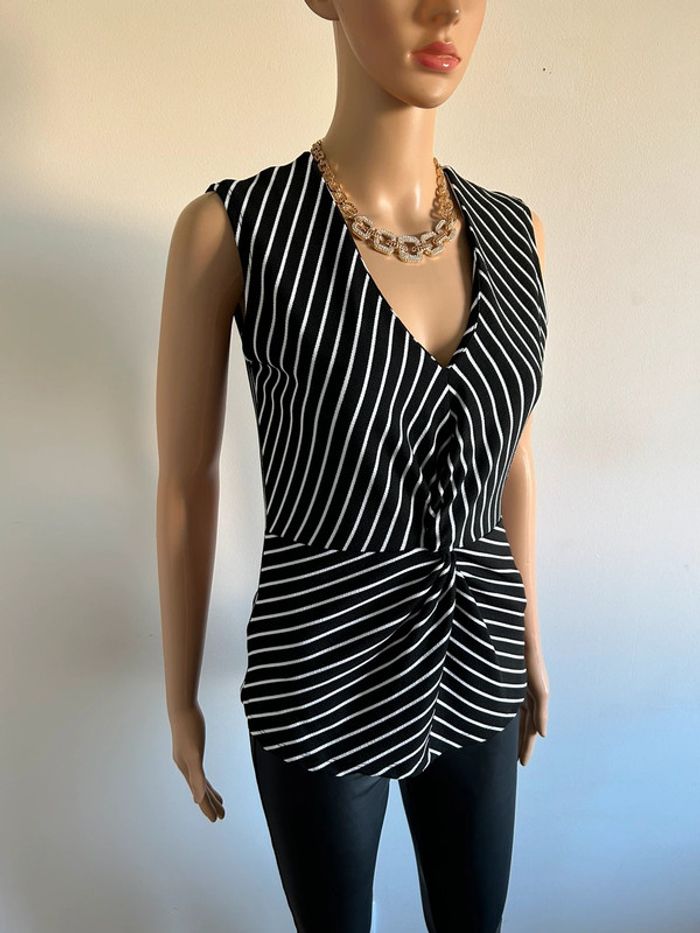 Haut rayé noir et blanc sans manches Morgan taille XS jamais porté - photo numéro 2