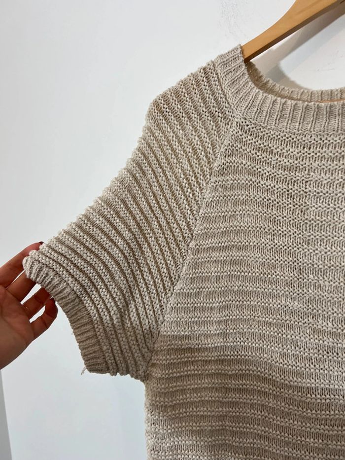 Pull maille beige et dentelle - photo numéro 3