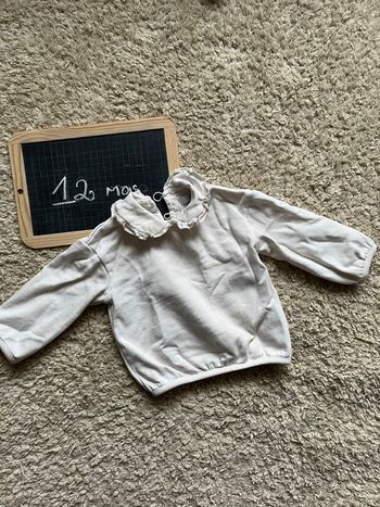 Pull blanc 12 mois col Claudine 