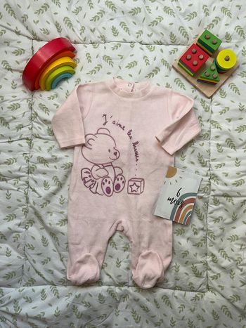 pyjama grenouillère en velours rose 6 mois kimbaloo