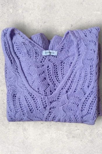Pull maille col V lila "Bobbie & bob" made in Italy taille L ou 40