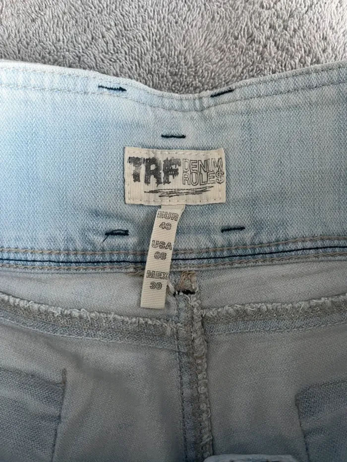 Short en Jean Ykk Taf Denim Rules Taille 40 – Bleu Clair Délavé, Coupe Classique – Casual & Bohème - photo numéro 4