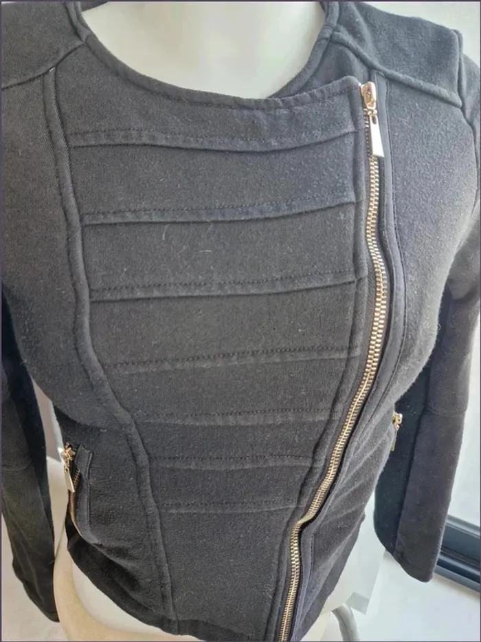 Veste Gilet noir zip asymétrique - Taille XS - photo numéro 3