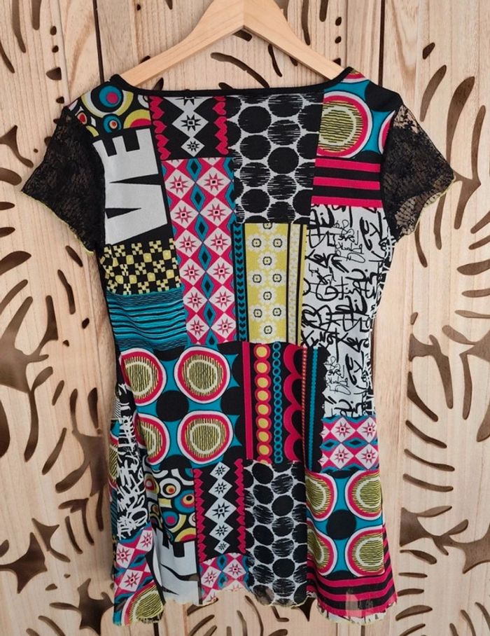 Robe mini imprimée et dentelle Taille 2 - photo numéro 6