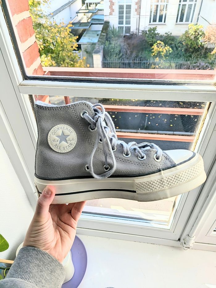 Converse allstar à plateforme bleu gris taille 36 - photo numéro 4