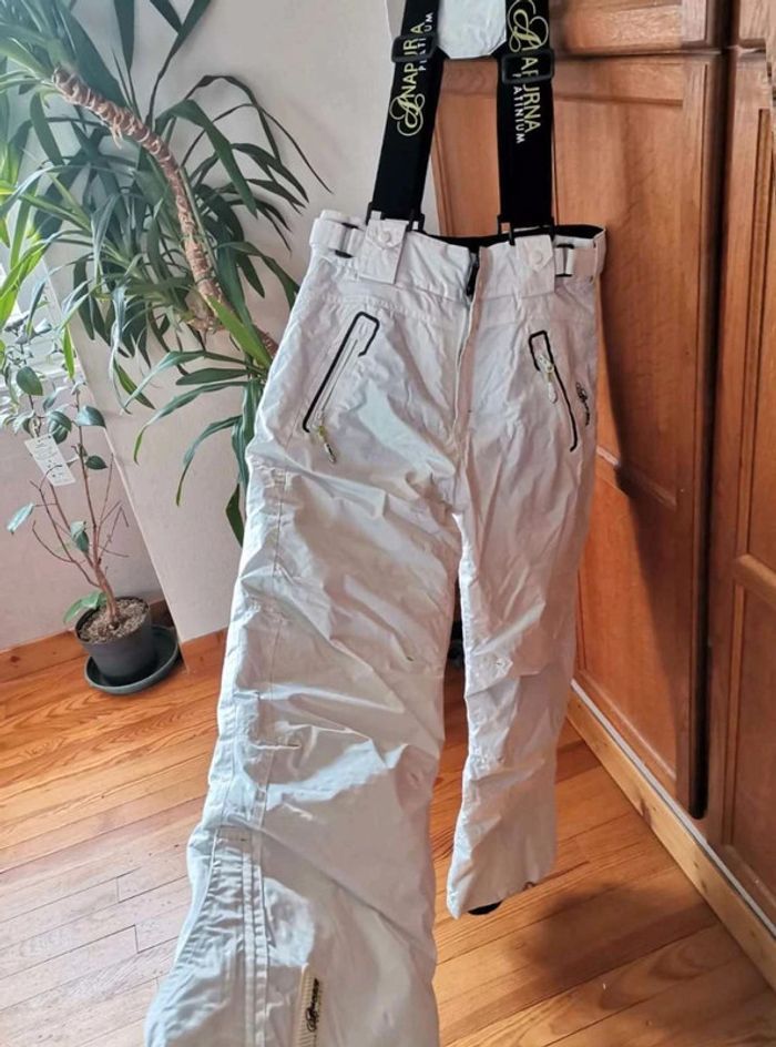 Pantalon  de  ski femme  mixte imperméable et deperlant  avec bretelles  napurna  platinum