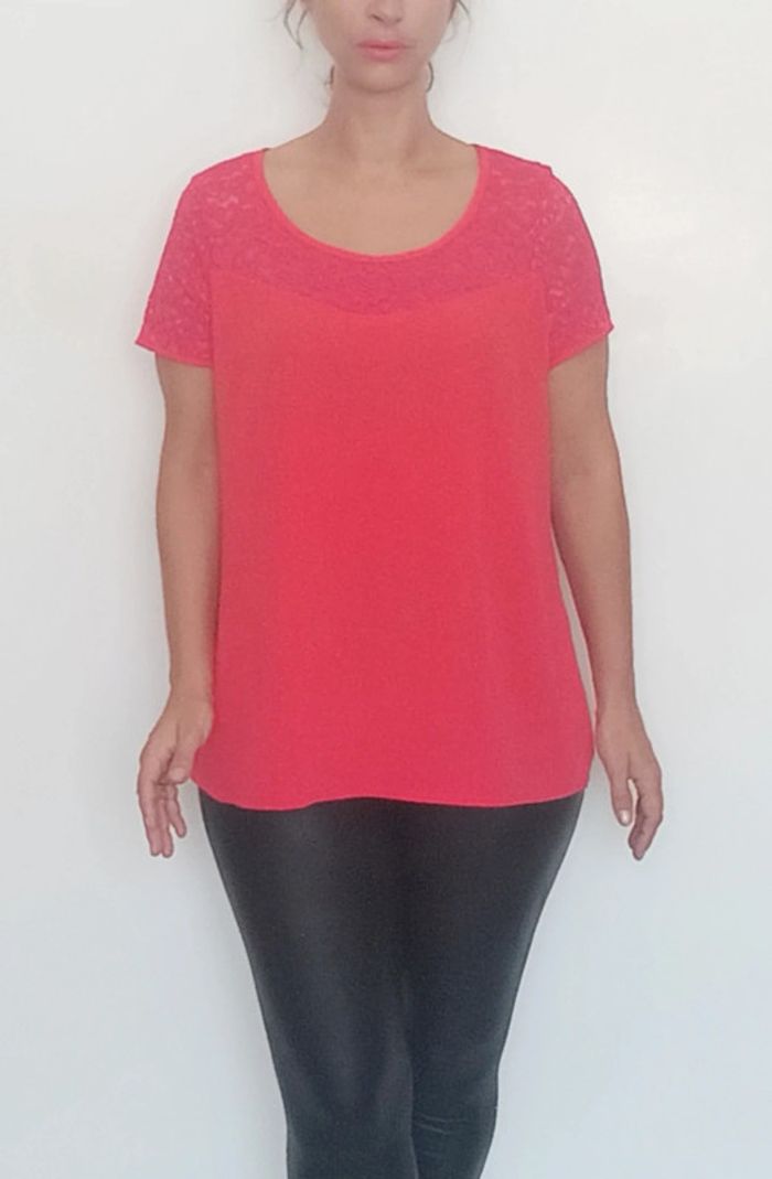 Blouse manches courtes dentelles taille xl - photo numéro 2