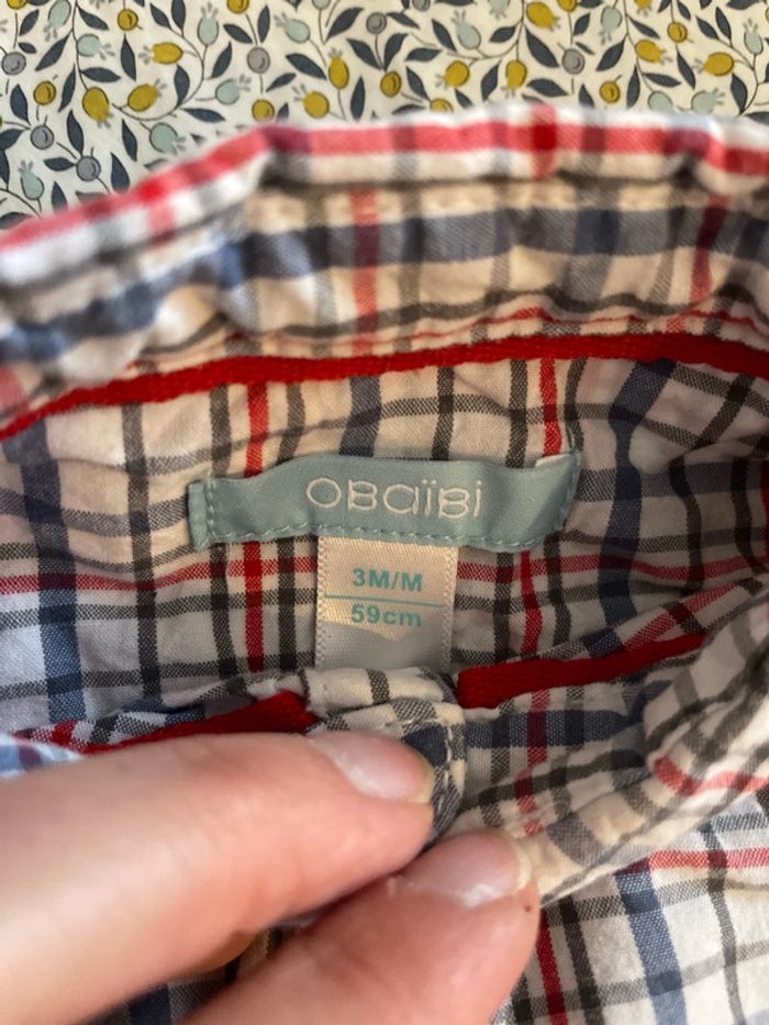 Chemise carreaux Obaibi 3 mois - photo numéro 3