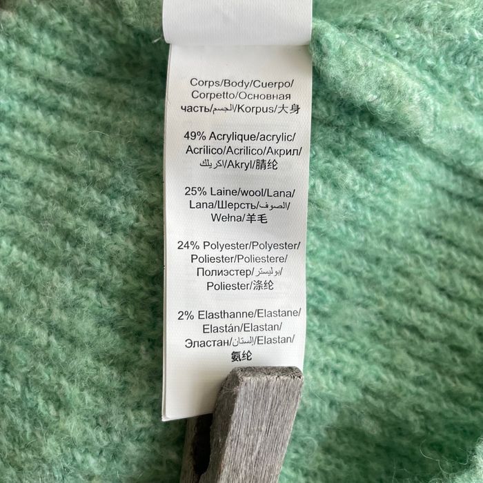 Pull vert menthe Bizzbee M en maille douce mélange laine alpaga, col V, manches longues V073 - photo numéro 10