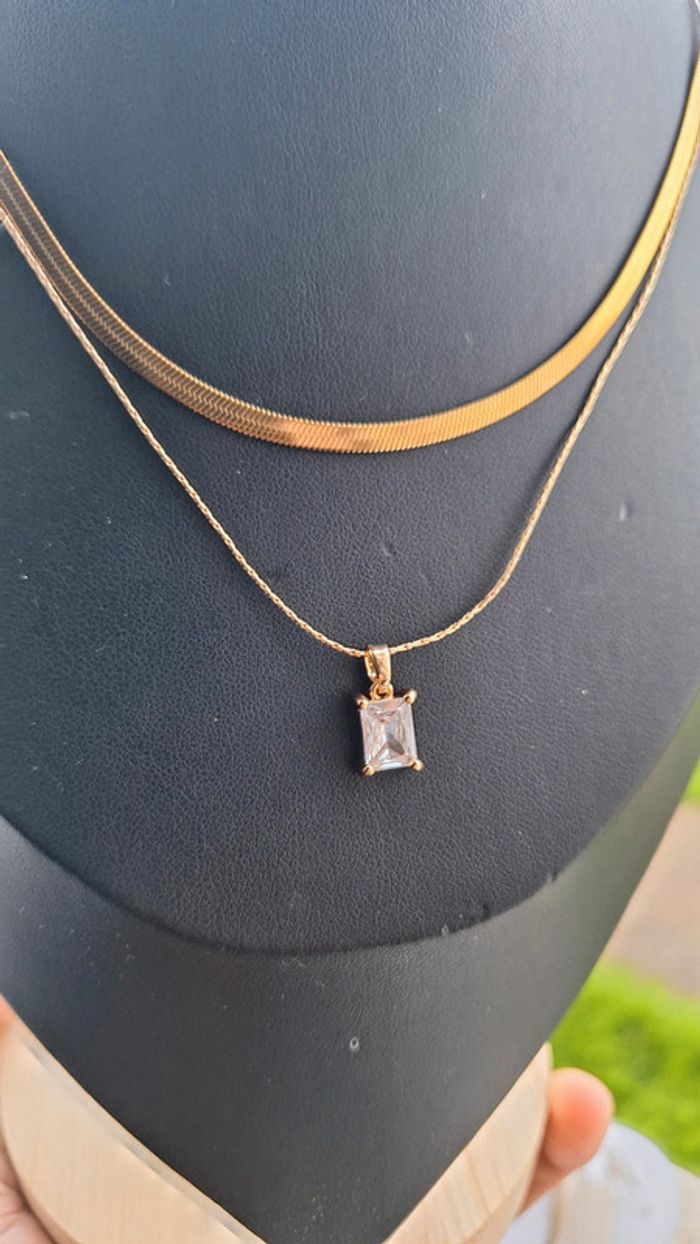 Deux Pièces Collier minnialiste Et Élégantes De Zircon Cubique - photo numéro 5