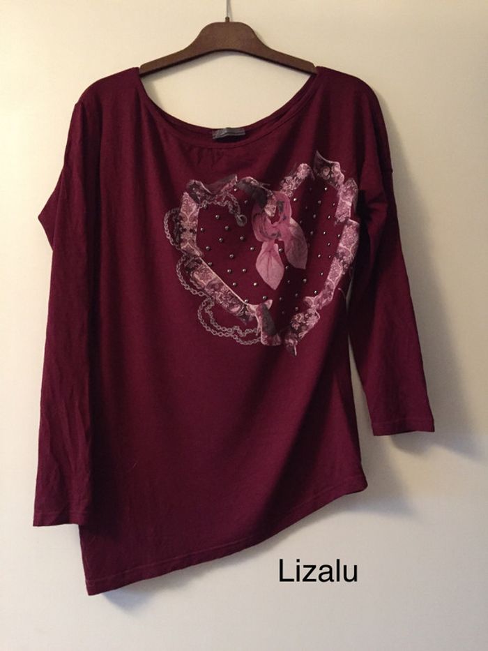 T-shirt manches longues prune