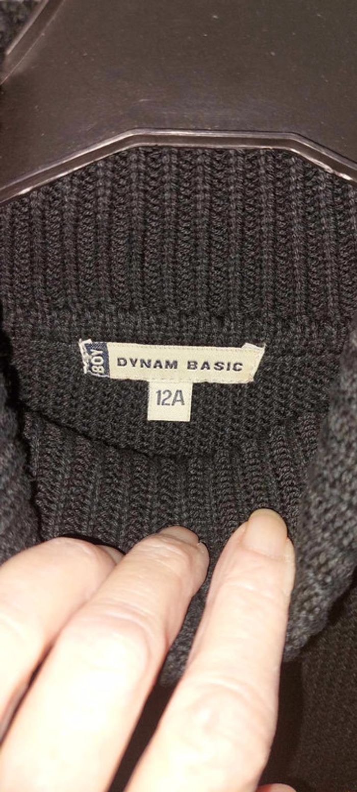 Beau pull garçon col roulé Dynam Basic 12 ans noir très bon état - photo numéro 2