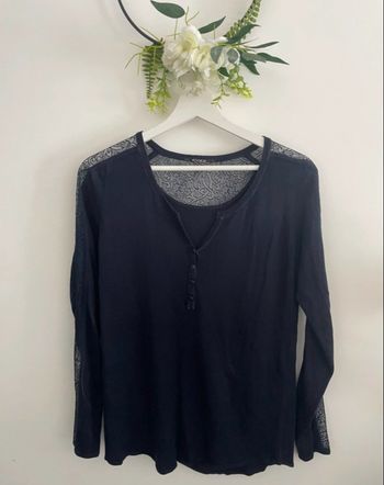 🌸jolie t-shirt Pull bleu marine avec dentelle Kookai taille 38🌸