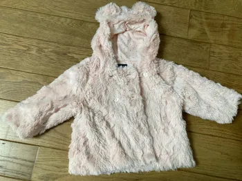 Manteau peluche rose 18m