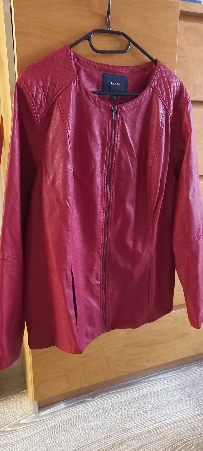 Blouson simili cuir rouge - photo numéro 3