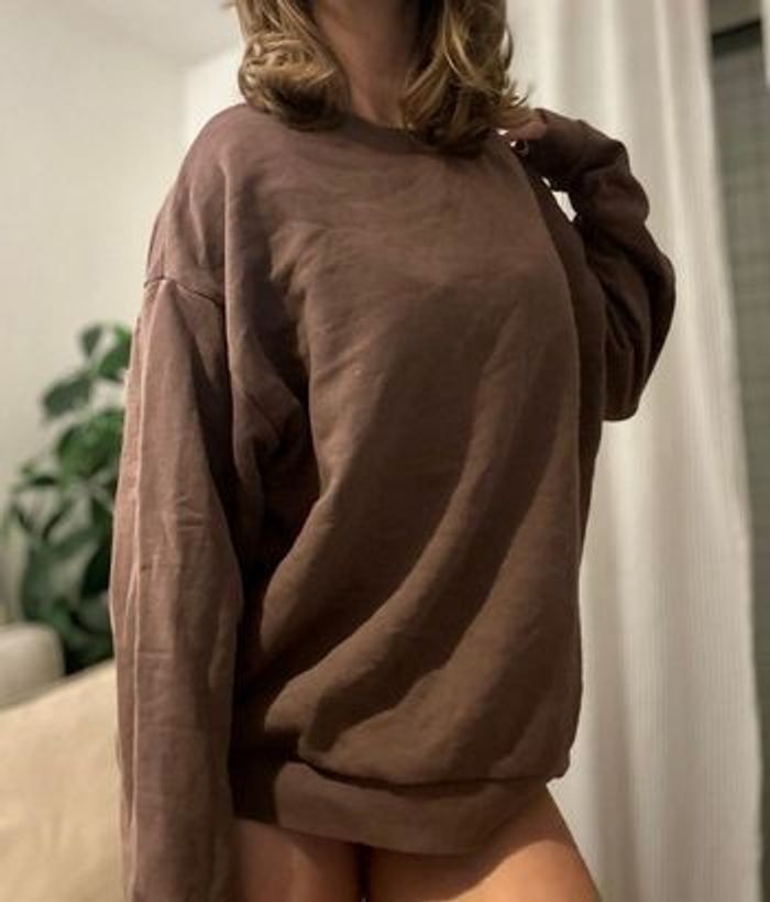 Pull couleur marron /violet ados design taille M - photo numéro 4