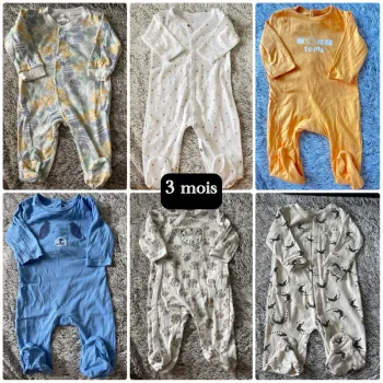 Lot Pyjamasgrenouillères coton 3 mois
