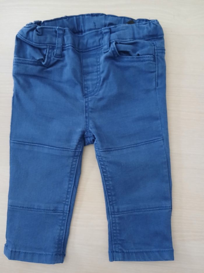 Pantalon bebe en coton taille 6/9 mois  couleur bleu marque HM - photo numéro 3