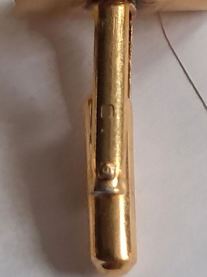 Boutons de manchette anciens plaqué or et pierre noire - photo numéro 5