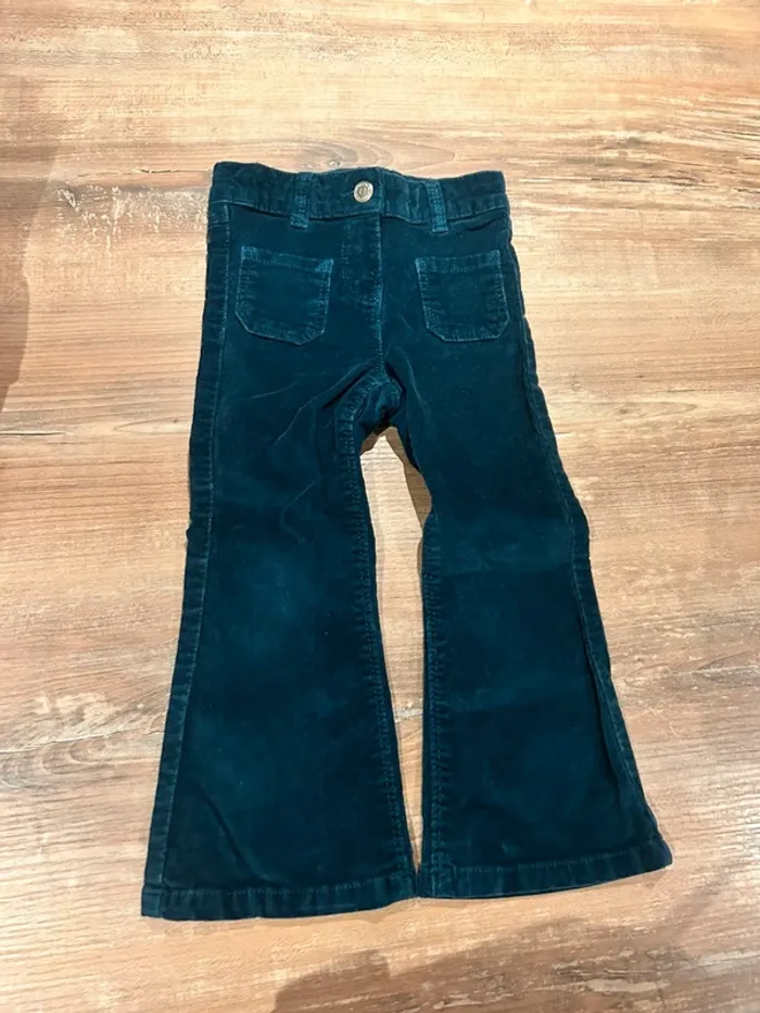 Pantalons velours vert canard tape à l’œil 2-3 ans