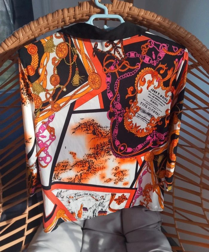 Chemise vintage manches longues femme à motif taille 42 - photo numéro 3