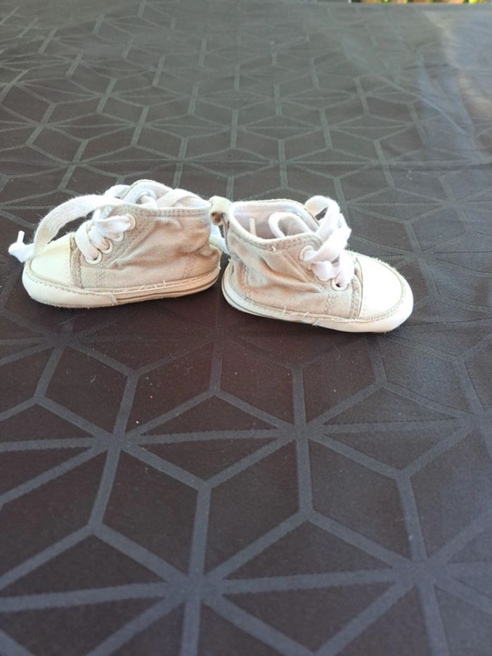 Chausson naissance gris en toile kitchoun - photo numéro 4
