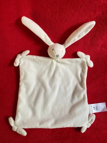 Vertbaudet doudou lapin blanc gris grand mouchoir 4 nouettes Neuf jamais utilisé 