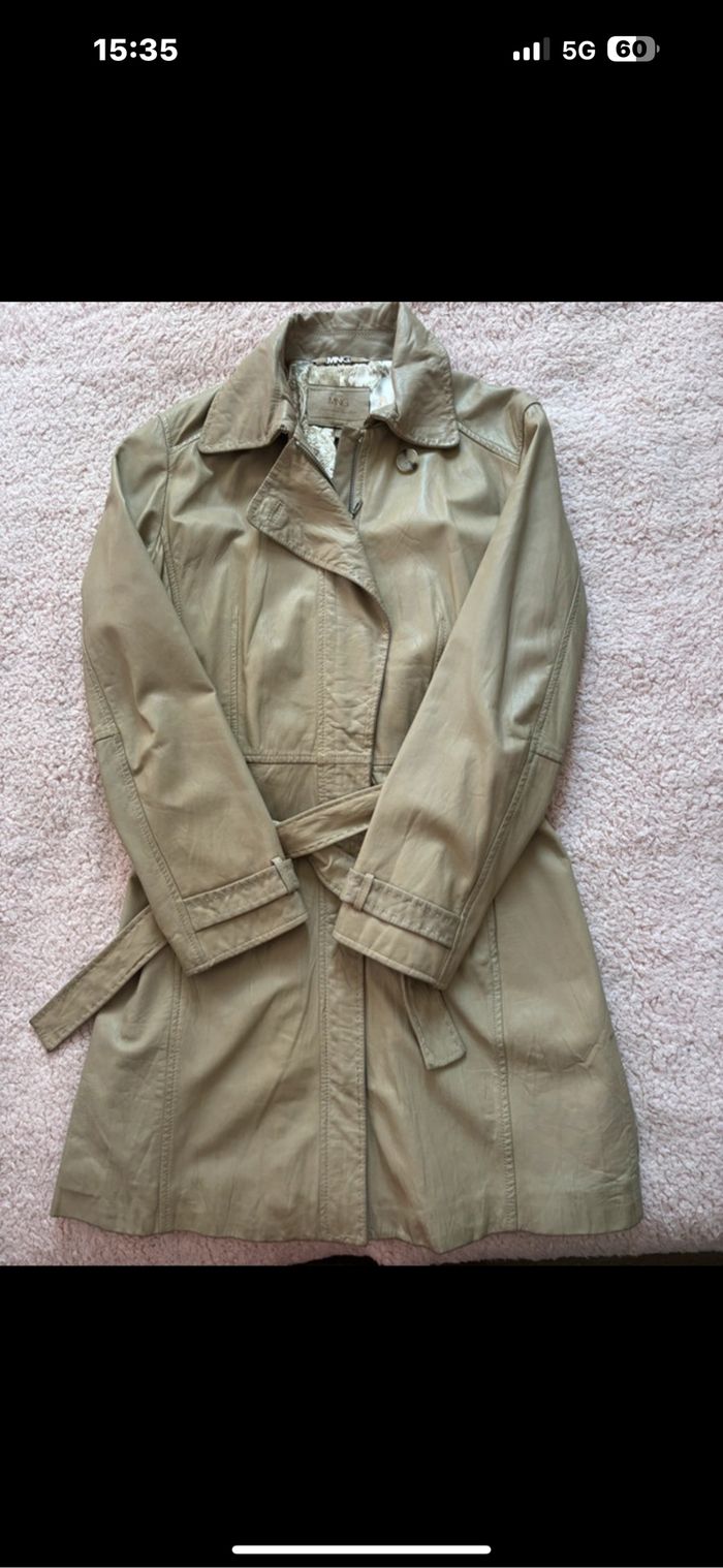 Veste 3/4 femme en cuir beige