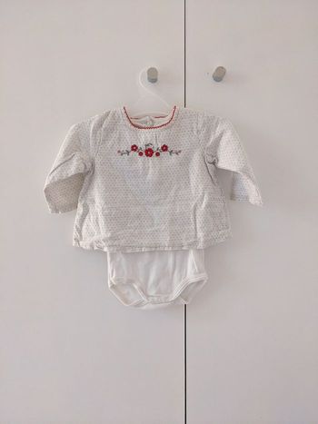 T shirt + body intégré petit bateau 6 mois 